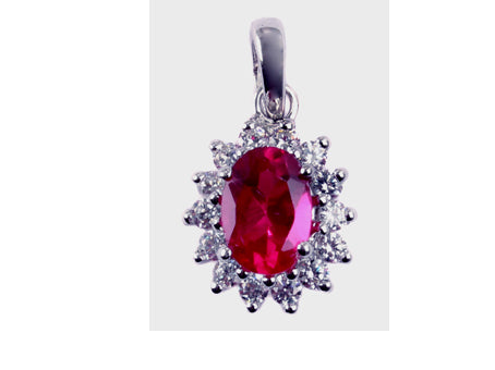 9 CT White Gold Ruby Cz Earring.6X4