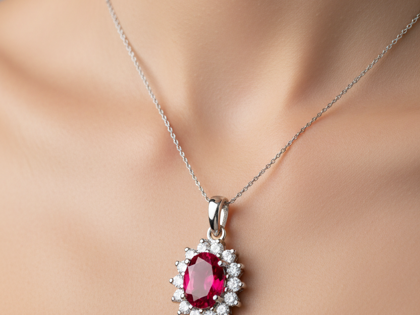 9 CT White Gold Pendant Chained