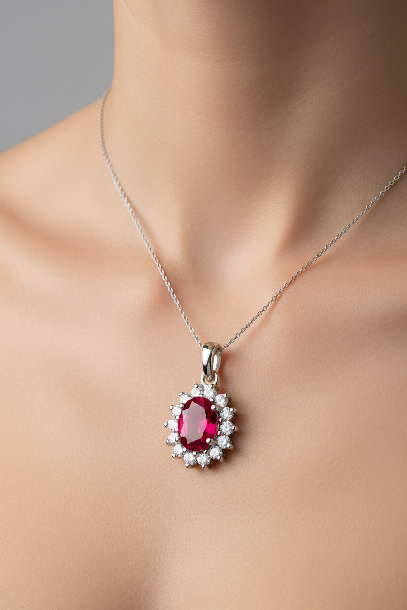 9 CT White Gold Pendant Chained