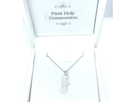 Holy Communion/Confirmation  Silver Angel Pendant Chain and Box.
