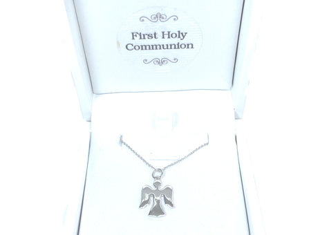 Holy Communion/Confirmation Silver Angel Pendant Chain and Box.