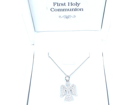 Holy Communion/Confirmation Silver Angel Pendant Chain and Box.