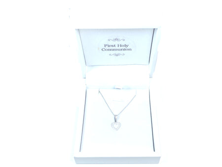 Holy Communion/Confirmation Silver Heart Pendant Chain and Box.