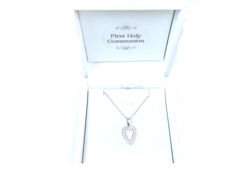 Holy Communion/Confirmation Silver Heart Pendant Chain and Box.