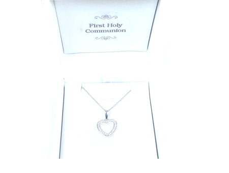 Holy Communion/Confirmation Silver Heart Pendant Chain and Box.