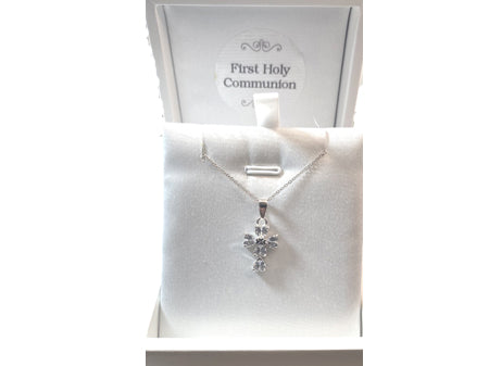 Holy Communion/Confirmation Silver Cross Pendant Chained Boxed.
