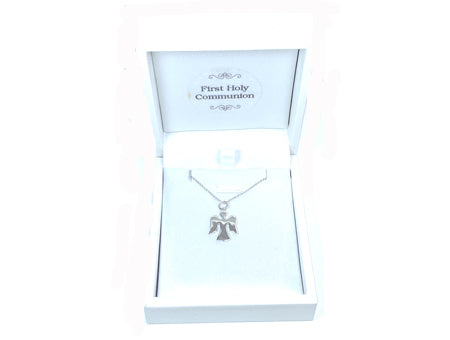 Holy Communion/Confirmation  Silver Angel Pendant Chain and Box.
