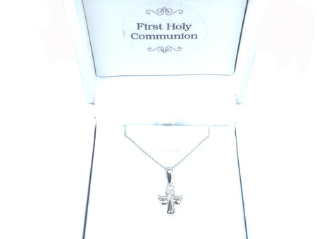 Holy Communion/Confirmation Silver Angel Pendant Chain and Box.