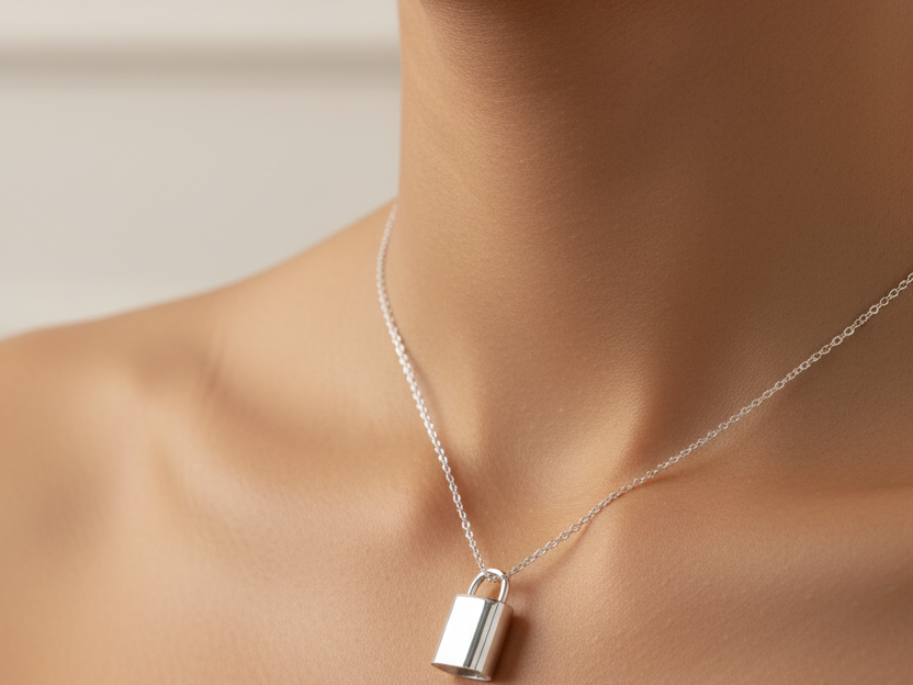 Silver Padlock Pendant