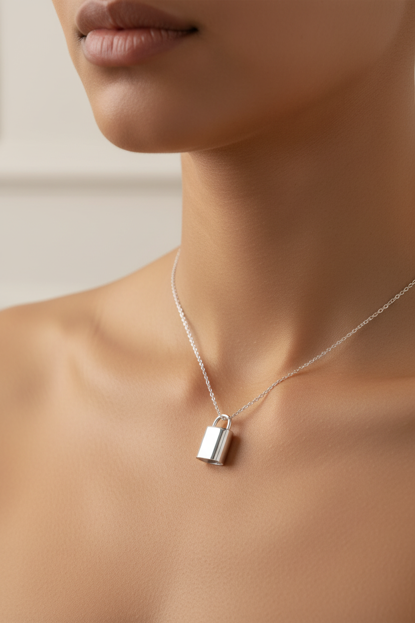 Silver Padlock Pendant