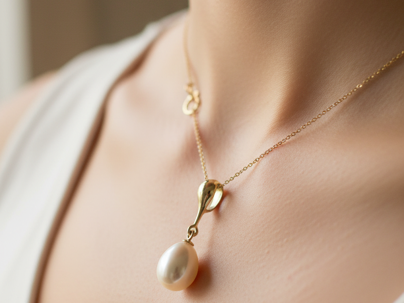 Yellow Plated Silver Pearl Pendant