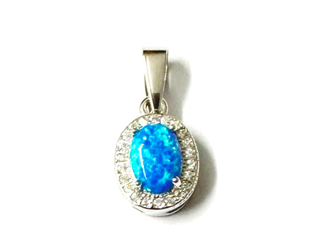 Blue Opal And Cz Silver Earring