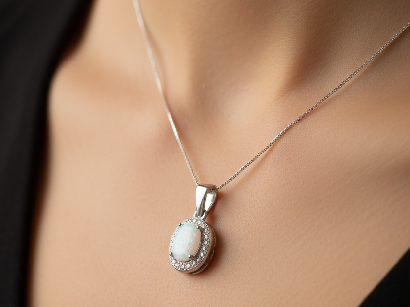 Opal And Cz Pendant