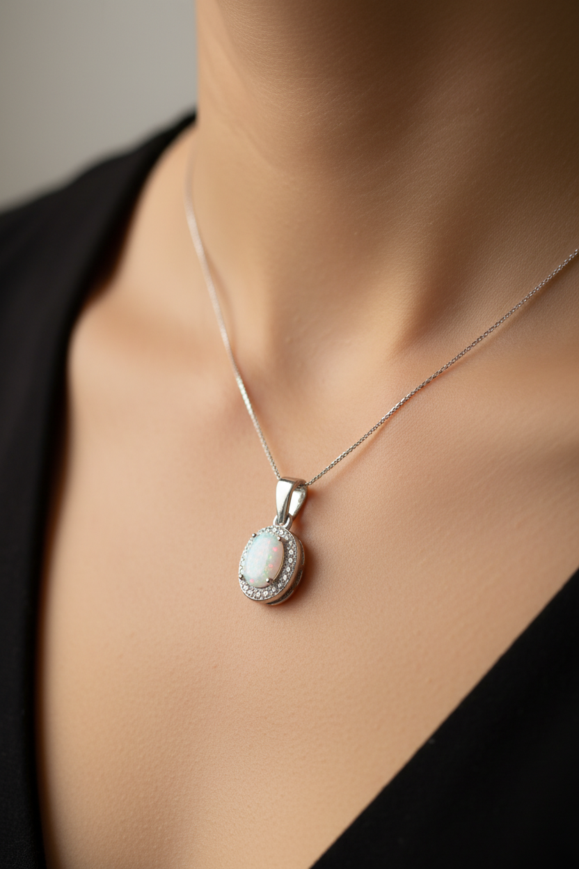 Opal And Cz Pendant