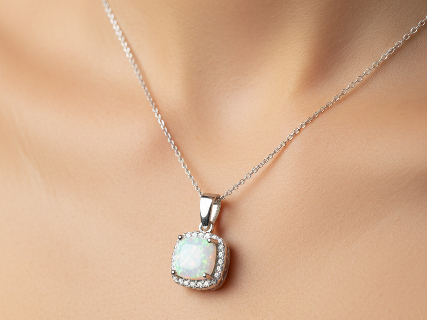 Opal And Cz Pendant
