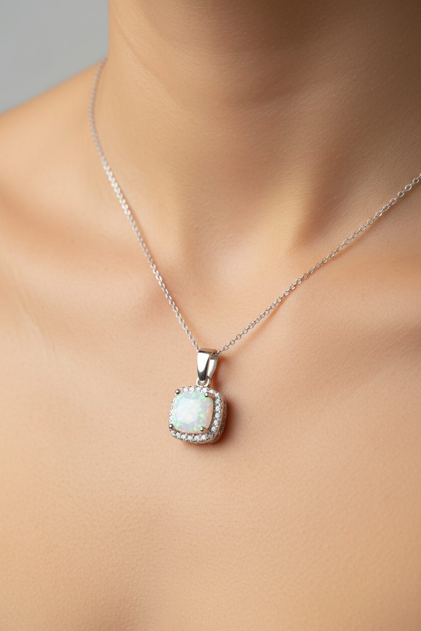 Opal And Cz Pendant