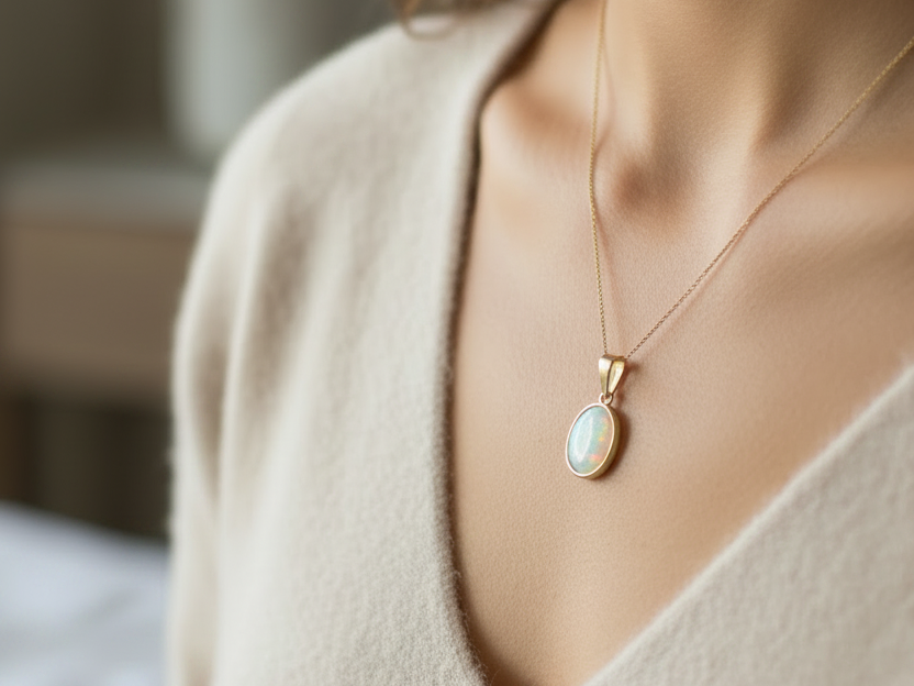 Opal Yellow Plated Silver Pendant