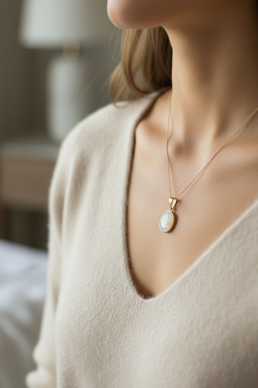 Opal Yellow Plated Silver Pendant