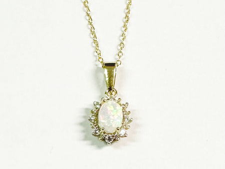 Opal Yellow Plated on Silver Cz Pendant and Chain