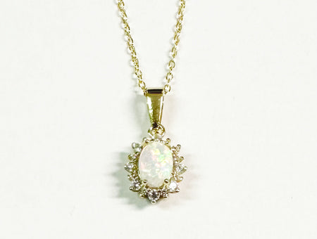 Opal And Cz Silver With Yellow Plated Earring