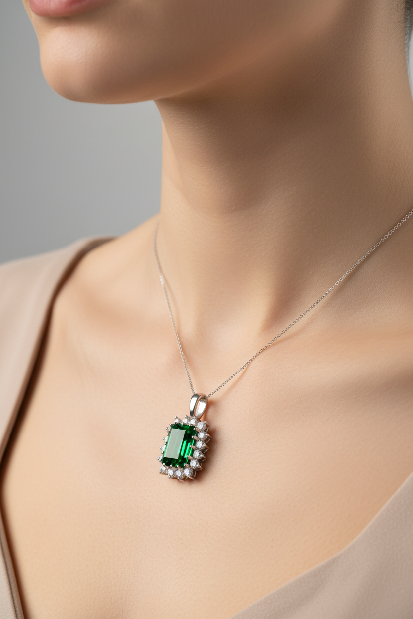 9 CT White Gold Emerald Earring.
