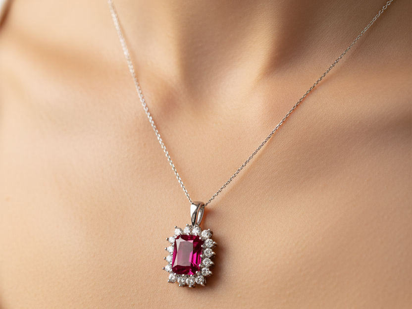 9 CT White Gold Ruby Pendant