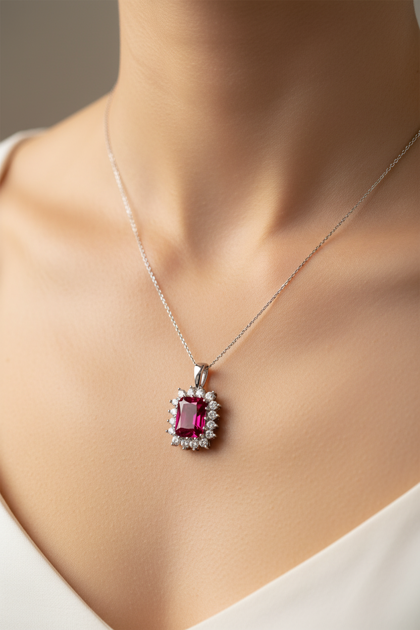 9 CT White Gold Ruby Pendant
