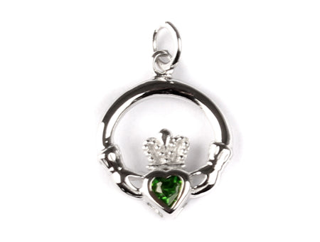 9CT White Gold Claddagh Pendant.