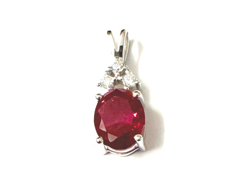 9 CT White Gold Ruby And White Cz Pendant