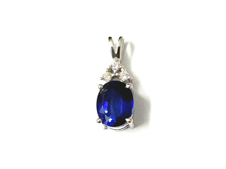9 CT White Gold Sapphire And White Cz Pendant