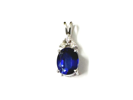 9 CT White Gold Sapphire And White Cz Pendant