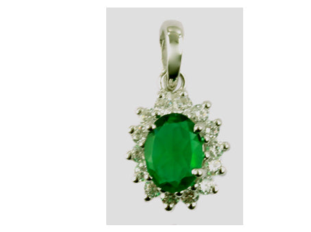 9 CT White Gold Emerald Cz Pendant.
