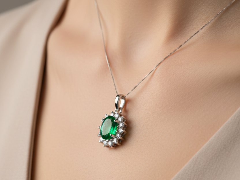 9 CT White Gold Pendant Chained