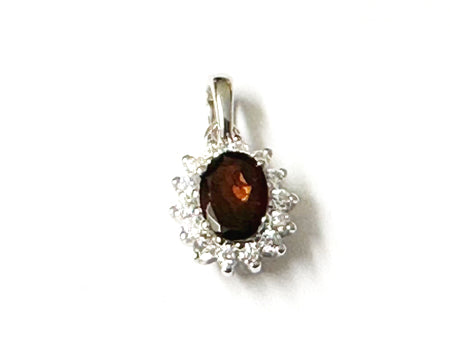 9 CT White Gold Garnet Pendant Chained