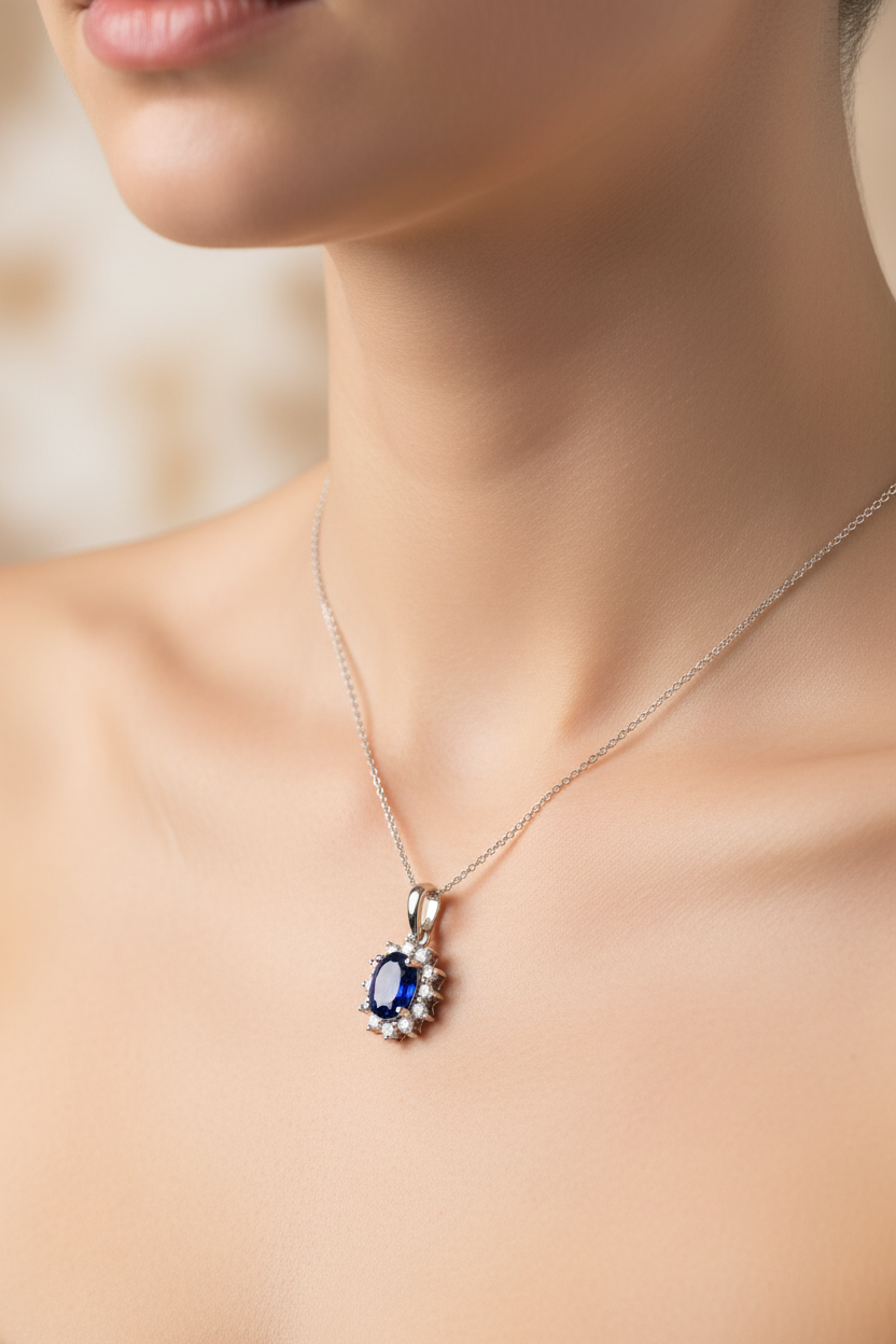 9 CT White Gold Pendant Chained