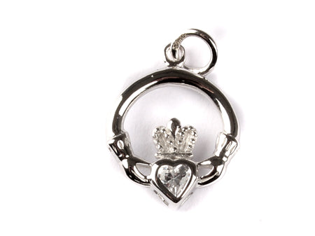 9CT White Gold Claddagh Pendant.