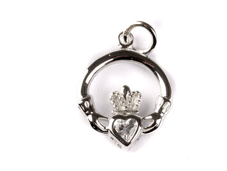 9CT White Gold Claddagh Pendant.