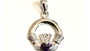 9CT White Gold Amethyst Birthstone Claddagh Pendant.