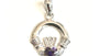 Claddagh February Birthstone Amethyst Stone set Silver Rodium Plated Pendant