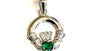 9CT White Gold Emerald Birthstone Claddagh Pendant.