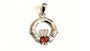 9CT White Gold Garnet Birthstone Claddagh Pendant.