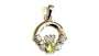 Claddagh Peridot August BirthStone Pendant Rodium