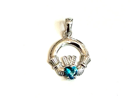 Claddagh December BirthStone Pendant Rodium