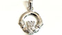 Claddagh White April BirthStone Pendant Rodium