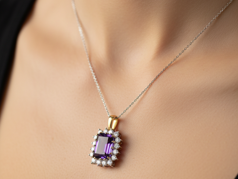 9 CT Yellow Gold Amethyst Pendant