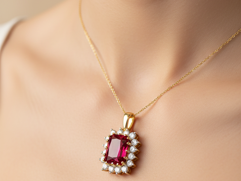 9 CT Yellow Gold Ruby Pendant