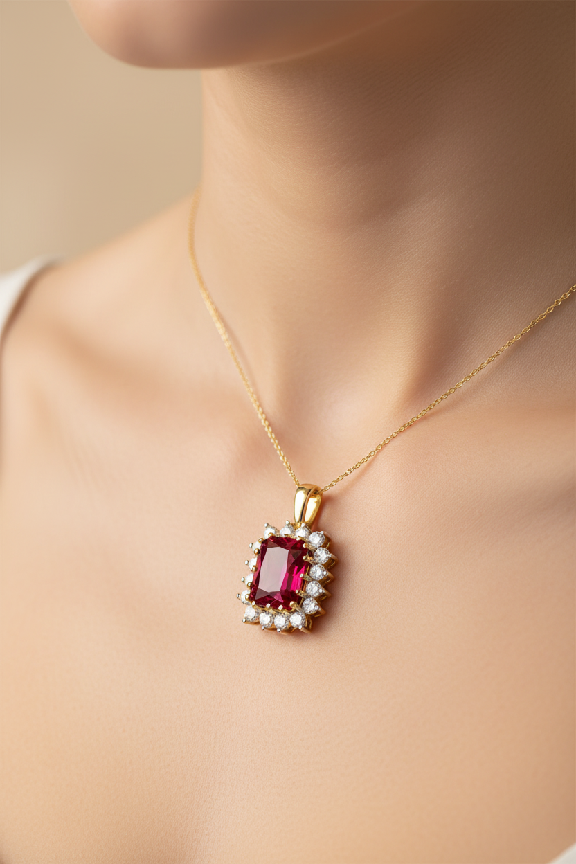 9 CT Yellow Gold Ruby Pendant
