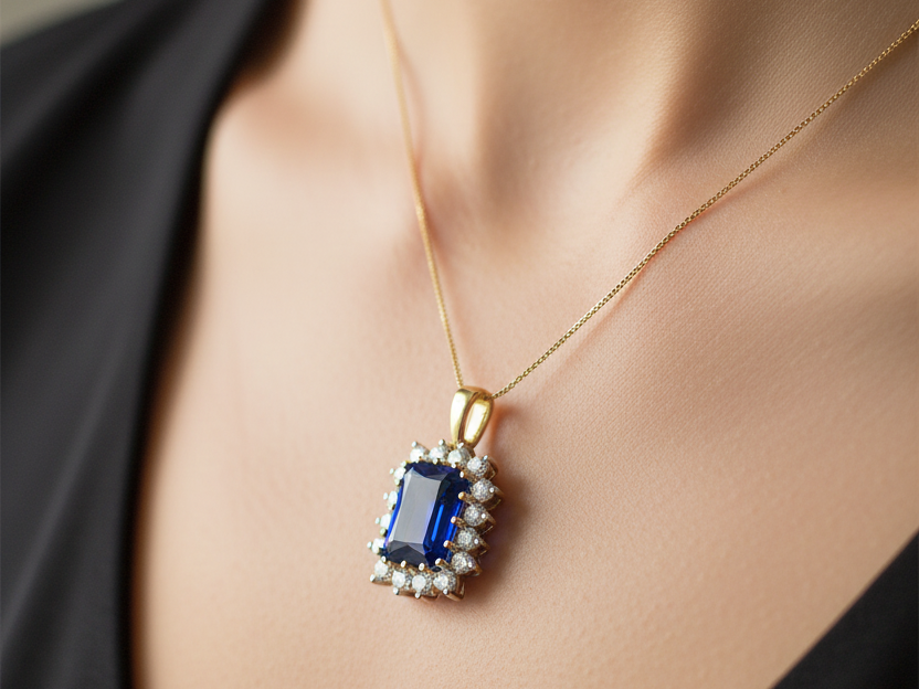 9 CT Yellow Gold Sapphire Pendant