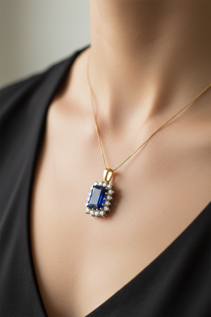 9 CT Yellow Gold Sapphire Pendant