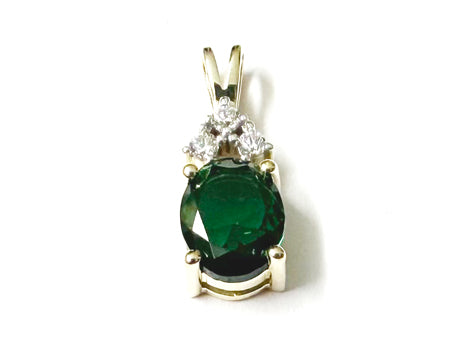 9 CT Yellow Gold Emerald And White Cz Pendant